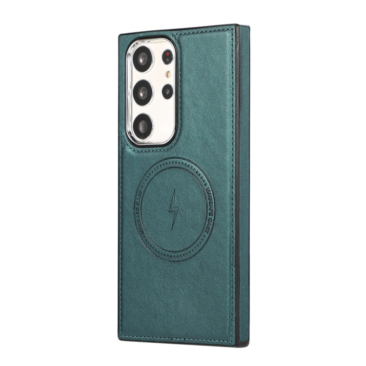 For Samsung Galaxy S22 Ultra 5G Side Leather Magsafe Phone Case(Green) - Galaxy S22 Ultra 5G Cases by PMC TechLife | Online Shopping South Africa | PMC TechLife