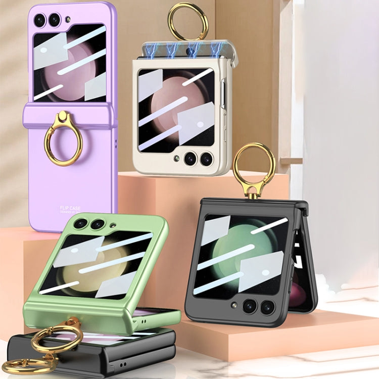 For Samsung Galaxy Z Flip5 GKK Integrated Magnetic Hinge Phone Case with Ring Holder(Black) - Galaxy Z Flip5 Cases by GKK | Online Shopping South Africa | PMC TechLife | Buy Now Pay Later Mobicred