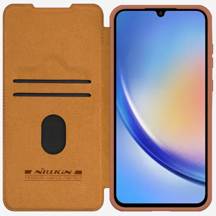 For Samsung Galaxy A55 NILLKIN QIN Series Pro Sliding Camera Cover Design Leather Phone Case(Brown) - Galaxy Phone Cases by NILLKIN | Online Shopping South Africa | PMC TechLife | Buy Now Pay Later Mobicred