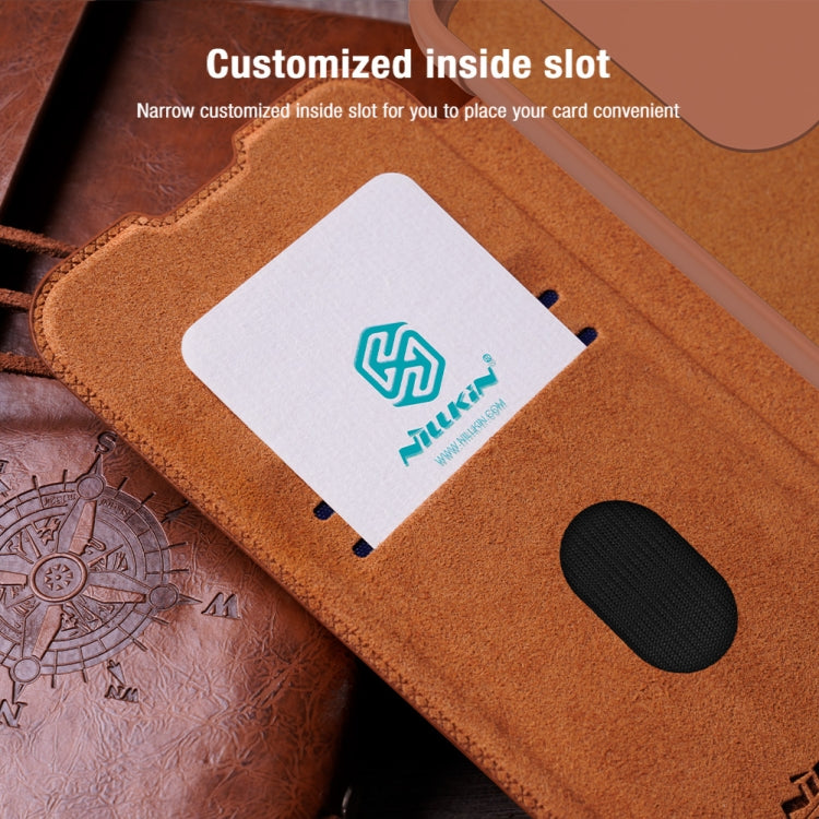 For Samsung Galaxy A55 NILLKIN QIN Series Pro Sliding Camera Cover Design Leather Phone Case(Brown) - Galaxy Phone Cases by NILLKIN | Online Shopping South Africa | PMC TechLife | Buy Now Pay Later Mobicred