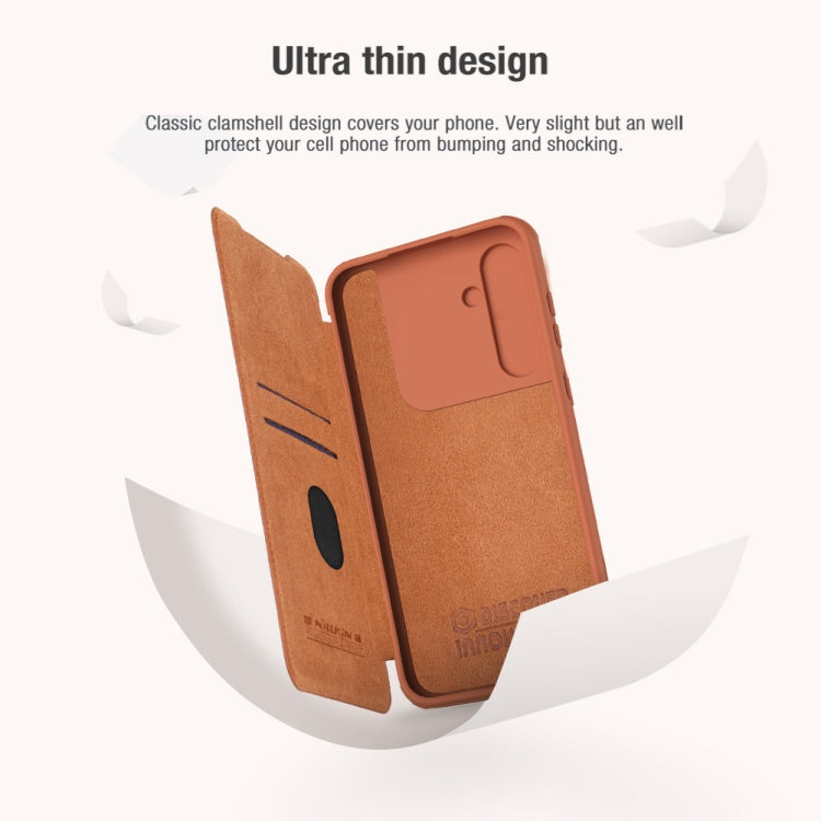 For Samsung Galaxy A55 NILLKIN QIN Series Pro Sliding Camera Cover Design Leather Phone Case(Black) - Galaxy Phone Cases by NILLKIN | Online Shopping South Africa | PMC TechLife