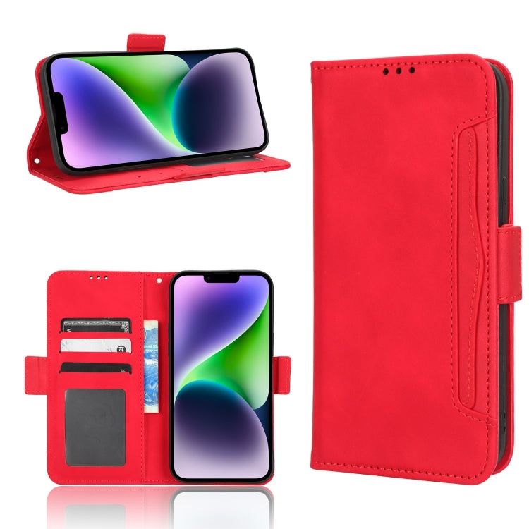 For iPhone 15 Skin Feel Calf Texture Card Slots Leather Phone Case(Red) - iPhone 15 Cases by PMC TechLife | Online Shopping South Africa | PMC TechLife | Buy Now Pay Later Mobicred