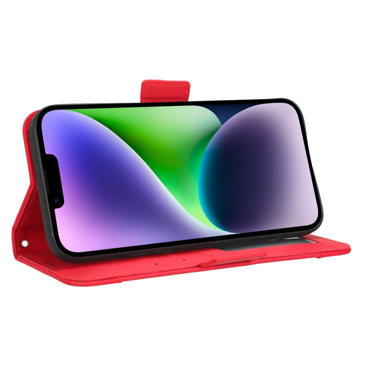 For iPhone 15 Skin Feel Calf Texture Card Slots Leather Phone Case(Red) - iPhone 15 Cases by PMC TechLife | Online Shopping South Africa | PMC TechLife | Buy Now Pay Later Mobicred