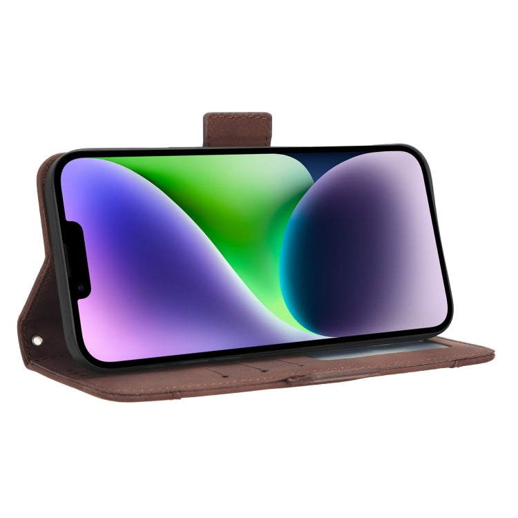 For iPhone 15 Skin Feel Calf Texture Card Slots Leather Phone Case(Brown) - iPhone 15 Cases by PMC TechLife | Online Shopping South Africa | PMC TechLife | Buy Now Pay Later Mobicred