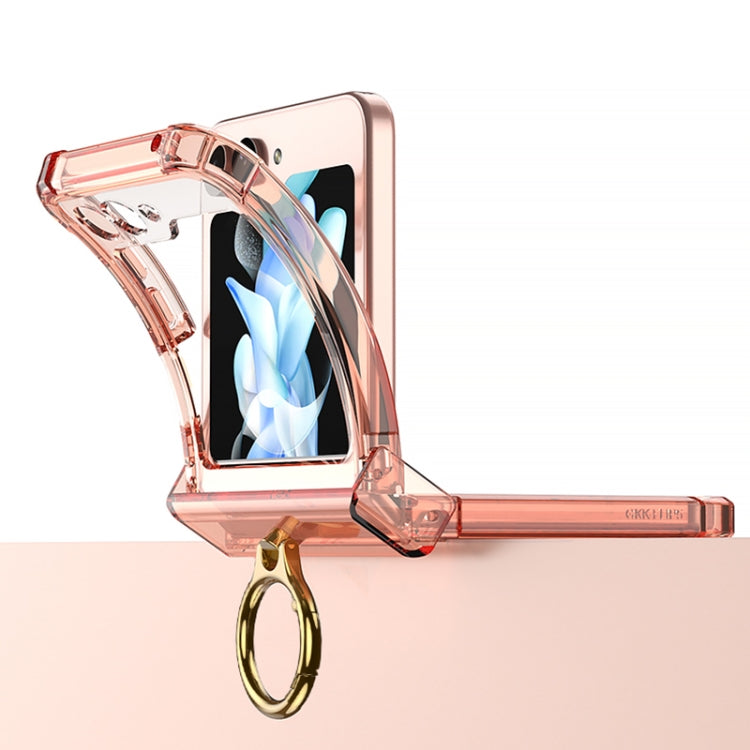 For Samsung Galaxy Z Flip5 Gkk Airbag Hinge Silicone Phone Case with Ring Holder(Transparent Purple) - free shipping - PMC TechLife - Order now!