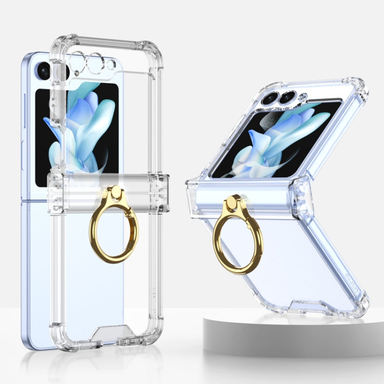 For Samsung Galaxy Z Flip5 Gkk Airbag Hinge Silicone Phone Case with Ring Holder(Transparent) - Galaxy Z Flip5 Cases by GKK | Online Shopping South Africa | PMC TechLife | Buy Now Pay Later Mobicred