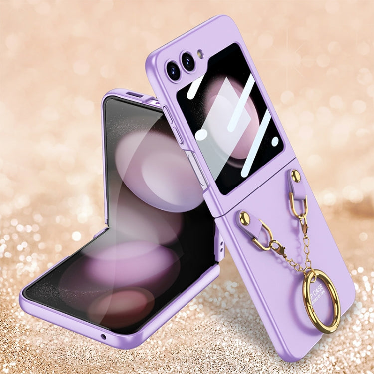 For Samsung Galaxy Z Flip5 GKK Integrated Necklace Hinged Flip Phone Case with Ring Holder(Purple) - Galaxy Z Flip5 Cases by GKK | Online Shopping South Africa | PMC TechLife