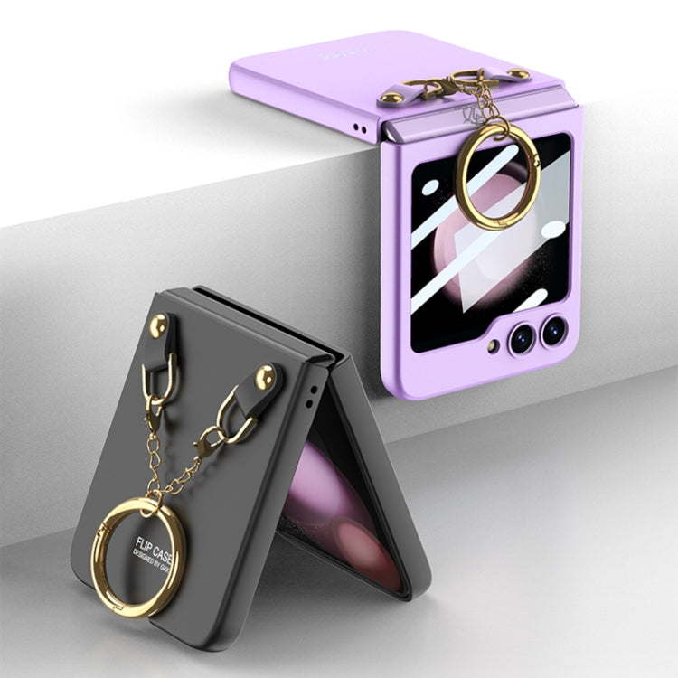 For Samsung Galaxy Z Flip5 GKK Integrated Necklace Hinged Flip Phone Case with Ring Holder(Purple) - Galaxy Z Flip5 Cases by GKK | Online Shopping South Africa | PMC TechLife