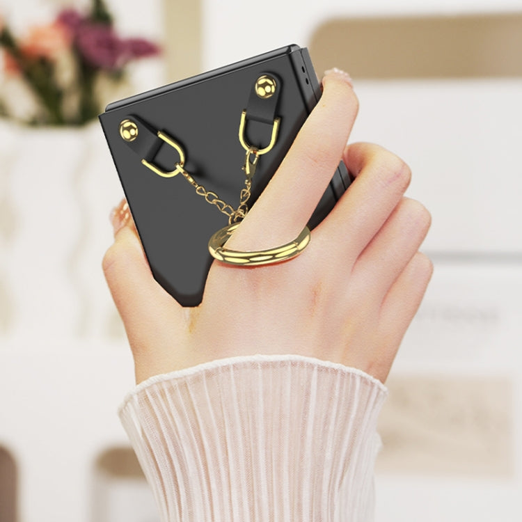 For Samsung Galaxy Z Flip5 GKK Integrated Necklace Hinged Flip Phone Case with Ring Holder(Purple) - Galaxy Z Flip5 Cases by GKK | Online Shopping South Africa | PMC TechLife