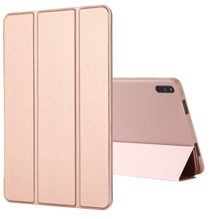 For Huawei Matepad 10.4 GEBEI Shockproof Horizontal Flip Leather Case with Three-folding Holder(Rose Gold) - Huawei by GEBEI | Online Shopping South Africa | PMC TechLife | Buy Now Pay Later Mobicred