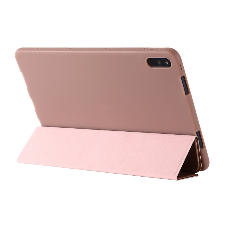 For Huawei Matepad 10.4 GEBEI Shockproof Horizontal Flip Leather Case with Three-folding Holder(Rose Gold) - Huawei by GEBEI | Online Shopping South Africa | PMC TechLife | Buy Now Pay Later Mobicred