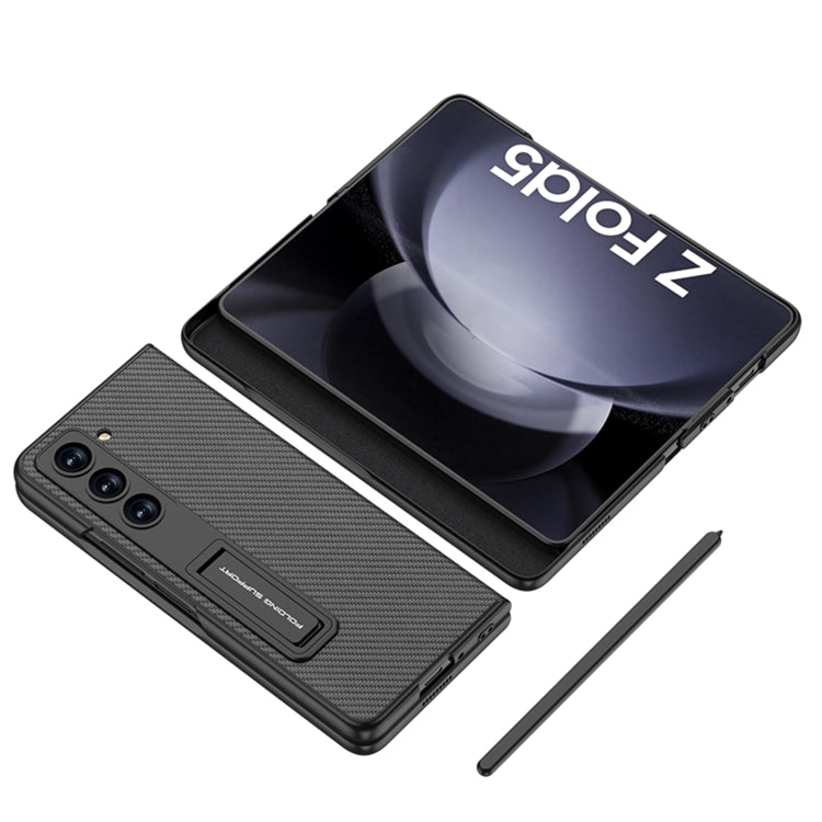 For Samsung Galaxy Z Fold5 GKK Flip Leather All-Inclusive Phone Case with Pen Holder(Carbon Fiber) - free shipping - PMC TechLife - Order now!