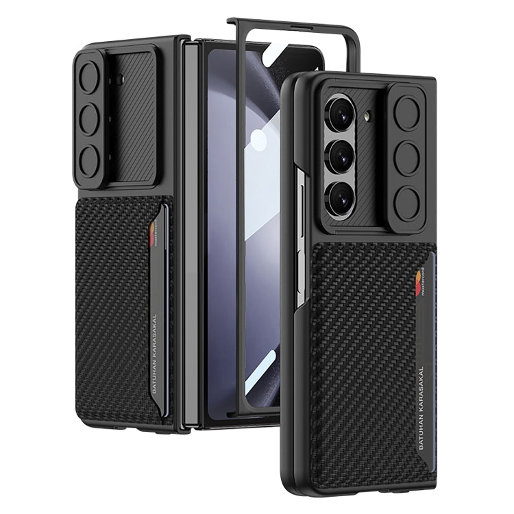 For Samsung Galaxy Z Fold5 GKK Integrated Ultra-thin Sliding Window Folding Phone Case with Card Holder(Carbon Fiber) - free shipping - PMC TechLife - Order now!