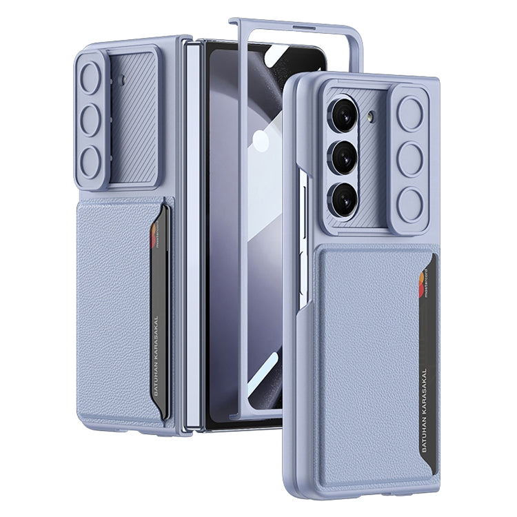 For Samsung Galaxy Z Fold5 GKK Integrated Ultra-thin Sliding Window Folding Phone Case with Card Holder(Light Blue) - free shipping - PMC TechLife - Order now!
