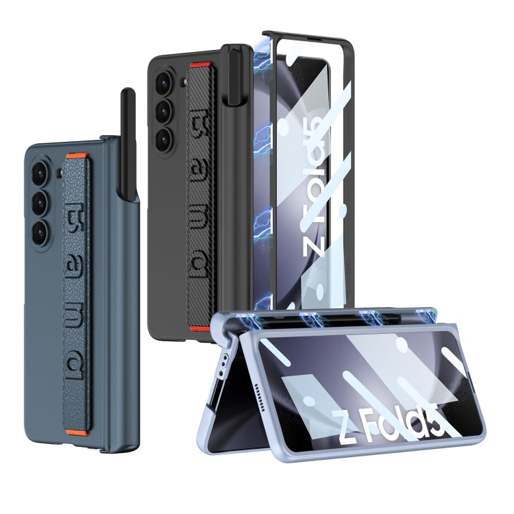 For Samsung Galaxy Z Fold5 GKK Integrated Magnetic Folding Hinge Phone Case with Wrist Strap & Pen Holder(Carbon Fiber) - Galaxy Z Fold5 Cases by GKK | Online Shopping South Africa | PMC TechLife | Buy Now Pay Later Mobicred
