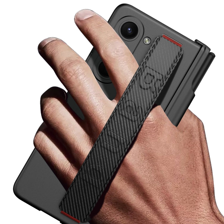 For Samsung Galaxy Z Fold5 GKK Integrated Magnetic Folding Hinge Phone Case with Wrist Strap & Pen Holder(Carbon Fiber) - Galaxy Z Fold5 Cases by GKK | Online Shopping South Africa | PMC TechLife | Buy Now Pay Later Mobicred