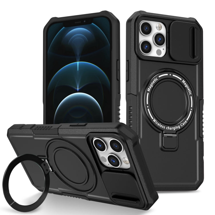 For iPhone 12 Pro Max Sliding Camshield MagSafe Holder TPU Hybrid PC Phone Case(Black) - free shipping - PMC TechLife - Order now!