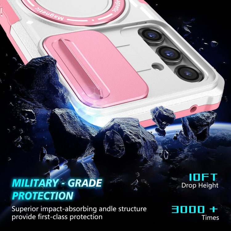 For Samsung Galaxy S23 FE 5G Sliding Camshield Magsafe Holder TPU Hybrid PC Phone Case(Pink White) - free shipping - PMC TechLife - Order now!