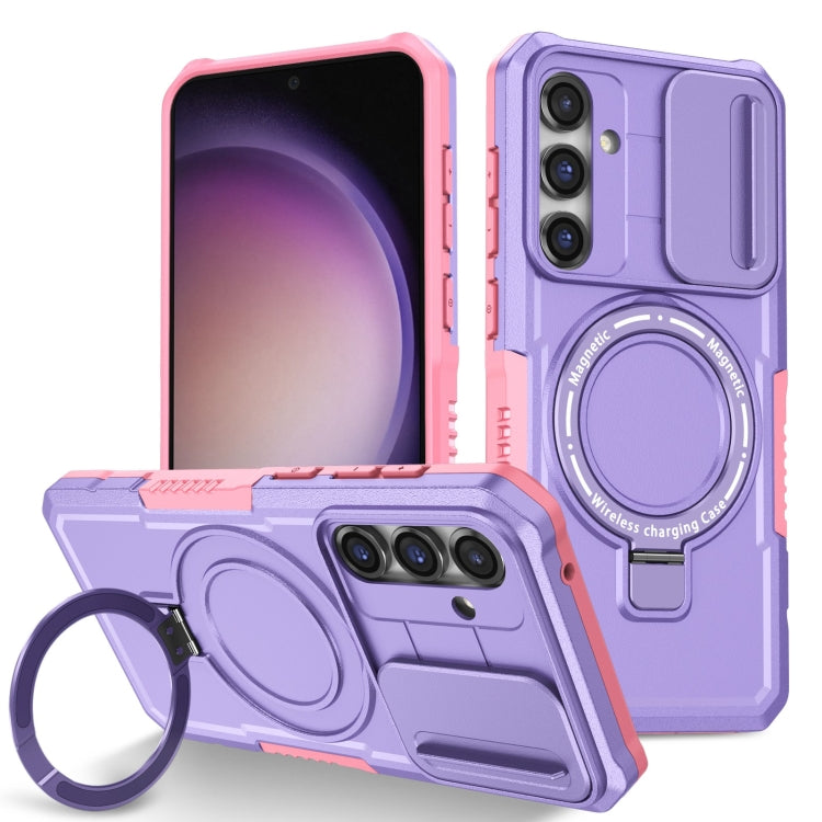 For Samsung Galaxy S23 FE 5G Sliding Camshield Magsafe Holder TPU Hybrid PC Phone Case(Pink Purple) - Galaxy S23 FE 5G Cases by PMC TechLife | Online Shopping South Africa | PMC TechLife