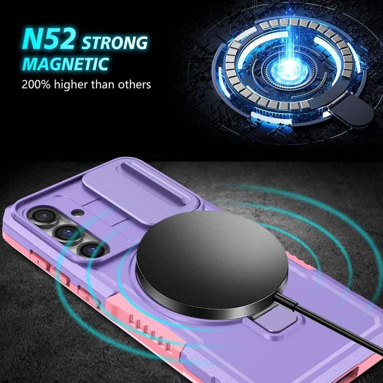 For Samsung Galaxy S23 FE 5G Sliding Camshield Magsafe Holder TPU Hybrid PC Phone Case(Pink Purple) - Galaxy S23 FE 5G Cases by PMC TechLife | Online Shopping South Africa | PMC TechLife