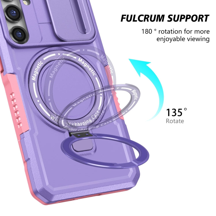For Samsung Galaxy S23 FE 5G Sliding Camshield Magsafe Holder TPU Hybrid PC Phone Case(Pink Purple) - Galaxy S23 FE 5G Cases by PMC TechLife | Online Shopping South Africa | PMC TechLife
