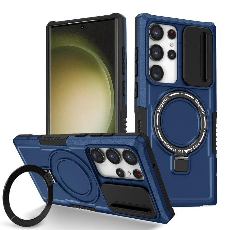 For Samsung Galaxy S23 Ultra 5G Sliding Camshield Magsafe Holder TPU Hybrid PC Phone Case(Royal Blue) - free shipping - PMC TechLife - Order now!