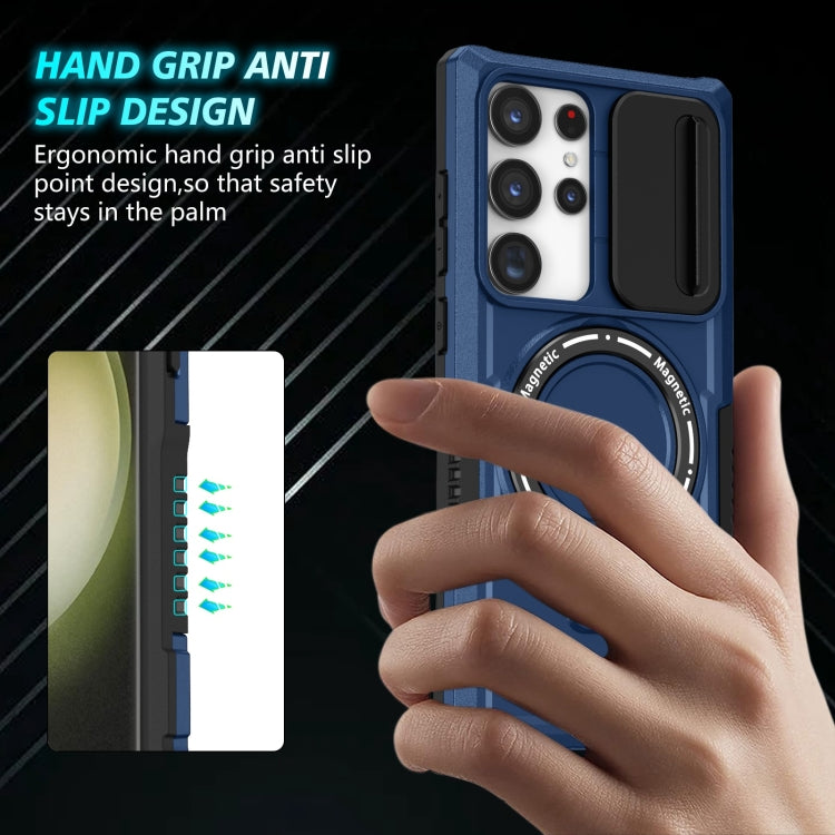 For Samsung Galaxy S23 Ultra 5G Sliding Camshield Magsafe Holder TPU Hybrid PC Phone Case(Royal Blue) - free shipping - PMC TechLife - Order now!