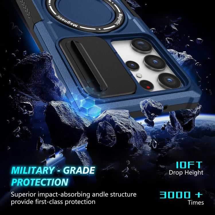 For Samsung Galaxy S23 Ultra 5G Sliding Camshield Magsafe Holder TPU Hybrid PC Phone Case(Royal Blue) - free shipping - PMC TechLife - Order now!