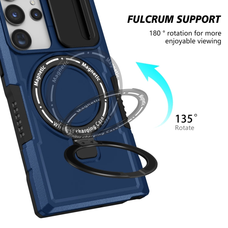 For Samsung Galaxy S23 Ultra 5G Sliding Camshield Magsafe Holder TPU Hybrid PC Phone Case(Royal Blue) - free shipping - PMC TechLife - Order now!