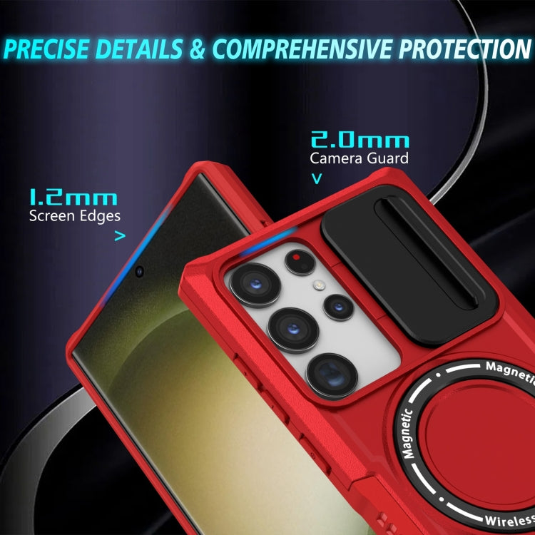 For Samsung Galaxy S23 Ultra 5G Sliding Camshield Magsafe Holder TPU Hybrid PC Phone Case(Red) - Galaxy S23 Ultra 5G Cases by PMC TechLife | Online Shopping South Africa | PMC TechLife