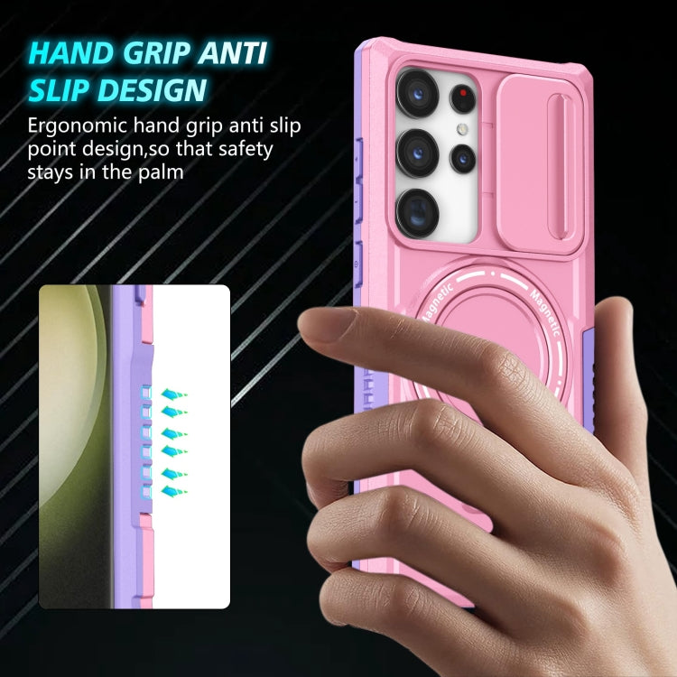 For Samsung Galaxy S23 Ultra 5G Sliding Camshield Magsafe Holder TPU Hybrid PC Phone Case(Purple Pink) - Galaxy S23 Ultra 5G Cases by PMC TechLife | Online Shopping South Africa | PMC TechLife