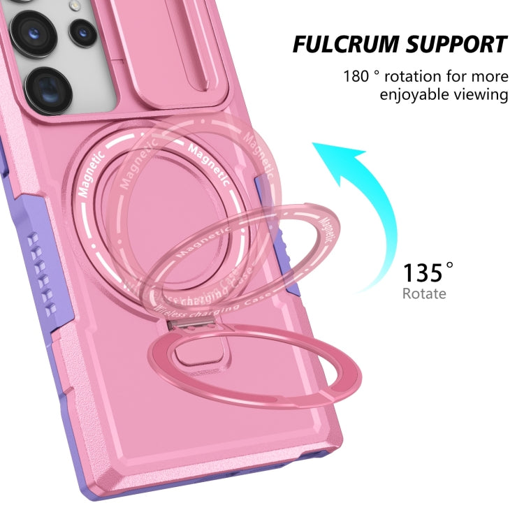 For Samsung Galaxy S23 Ultra 5G Sliding Camshield Magsafe Holder TPU Hybrid PC Phone Case(Purple Pink) - Galaxy S23 Ultra 5G Cases by PMC TechLife | Online Shopping South Africa | PMC TechLife