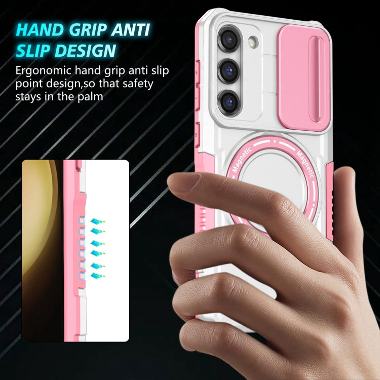 For Samsung Galaxy S23+ 5G Sliding Camshield Magsafe Holder TPU Hybrid PC Phone Case(Pink White) - Galaxy S23+ 5G Cases by PMC TechLife | Online Shopping South Africa | PMC TechLife