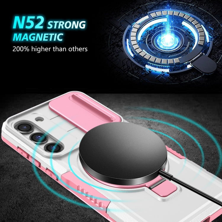 For Samsung Galaxy S23+ 5G Sliding Camshield Magsafe Holder TPU Hybrid PC Phone Case(Pink White) - Galaxy S23+ 5G Cases by PMC TechLife | Online Shopping South Africa | PMC TechLife