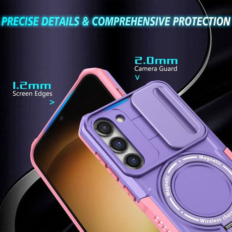 For Samsung Galaxy S23+ 5G Sliding Camshield Magsafe Holder TPU Hybrid PC Phone Case(Pink Purple) - Galaxy S23+ 5G Cases by PMC TechLife | Online Shopping South Africa | PMC TechLife