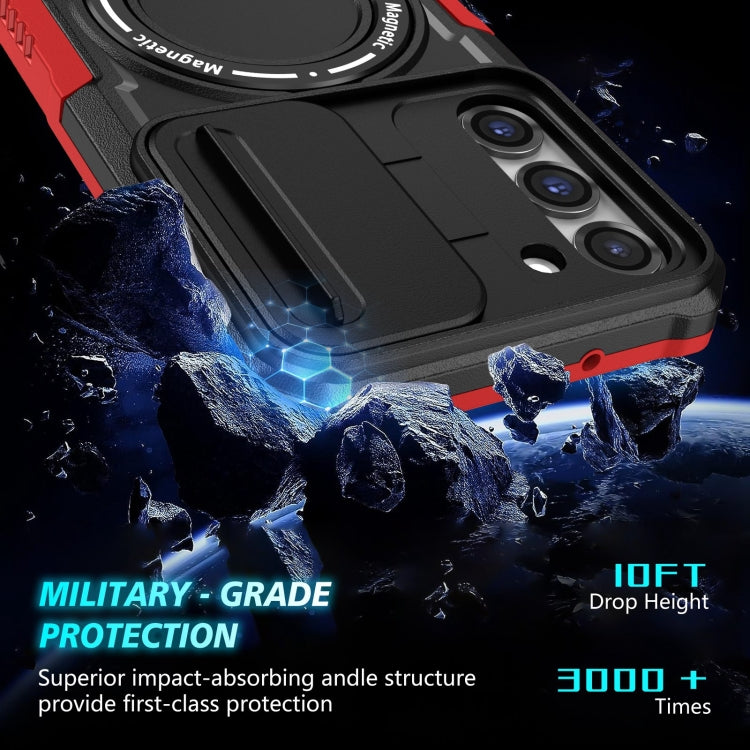 For Samsung Galaxy S23+ 5G Sliding Camshield Magsafe Holder TPU Hybrid PC Phone Case(Black Red) - Galaxy S23+ 5G Cases by PMC TechLife | Online Shopping South Africa | PMC TechLife