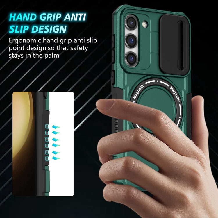 For Samsung Galaxy S23+ 5G Sliding Camshield Magsafe Holder TPU Hybrid PC Phone Case(Deep Green) - Galaxy S23+ 5G Cases by PMC TechLife | Online Shopping South Africa | PMC TechLife