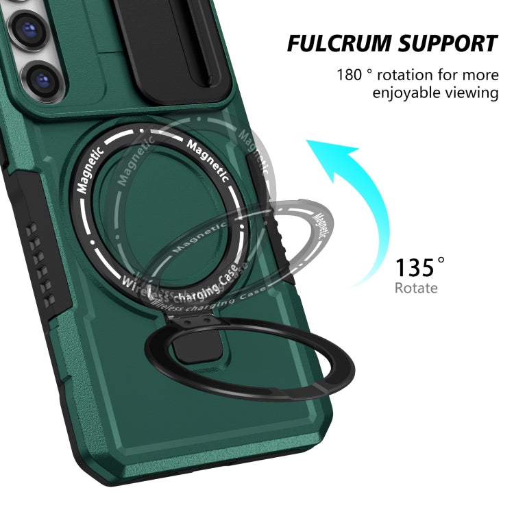 For Samsung Galaxy S23+ 5G Sliding Camshield Magsafe Holder TPU Hybrid PC Phone Case(Deep Green) - Galaxy S23+ 5G Cases by PMC TechLife | Online Shopping South Africa | PMC TechLife