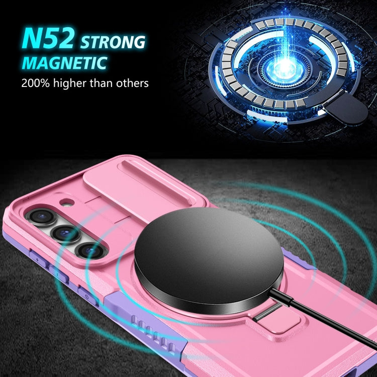 For Samsung Galaxy S23+ 5G Sliding Camshield Magsafe Holder TPU Hybrid PC Phone Case(Purple Pink) - Galaxy S23+ 5G Cases by PMC TechLife | Online Shopping South Africa | PMC TechLife