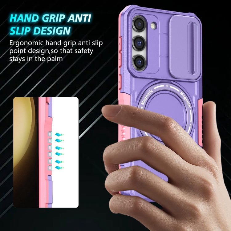 For Samsung Galaxy S23 5G Sliding Camshield Magsafe Holder TPU Hybrid PC Phone Case(Pink Purple) - Galaxy S23 5G Cases by PMC TechLife | Online Shopping South Africa | PMC TechLife