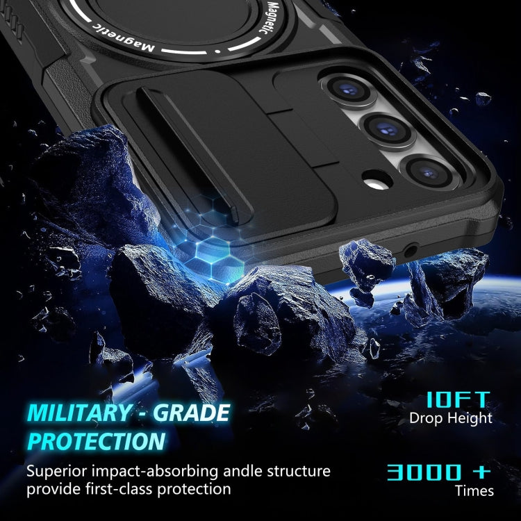 For Samsung Galaxy S23 5G Sliding Camshield Magsafe Holder TPU Hybrid PC Phone Case(Black) - Galaxy S23 5G Cases by PMC TechLife | Online Shopping South Africa | PMC TechLife