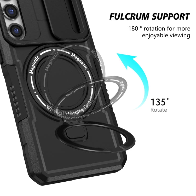 For Samsung Galaxy S23 5G Sliding Camshield Magsafe Holder TPU Hybrid PC Phone Case(Black) - Galaxy S23 5G Cases by PMC TechLife | Online Shopping South Africa | PMC TechLife