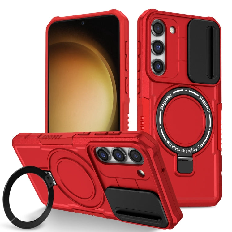 For Samsung Galaxy S23 5G Sliding Camshield Magsafe Holder TPU Hybrid PC Phone Case(Red) - Galaxy S23 5G Cases by PMC TechLife | Online Shopping South Africa | PMC TechLife