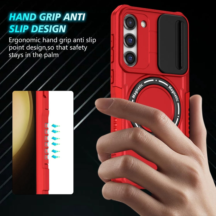For Samsung Galaxy S23 5G Sliding Camshield Magsafe Holder TPU Hybrid PC Phone Case(Red) - Galaxy S23 5G Cases by PMC TechLife | Online Shopping South Africa | PMC TechLife