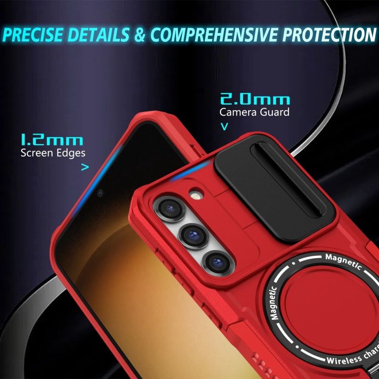 For Samsung Galaxy S23 5G Sliding Camshield Magsafe Holder TPU Hybrid PC Phone Case(Red) - Galaxy S23 5G Cases by PMC TechLife | Online Shopping South Africa | PMC TechLife