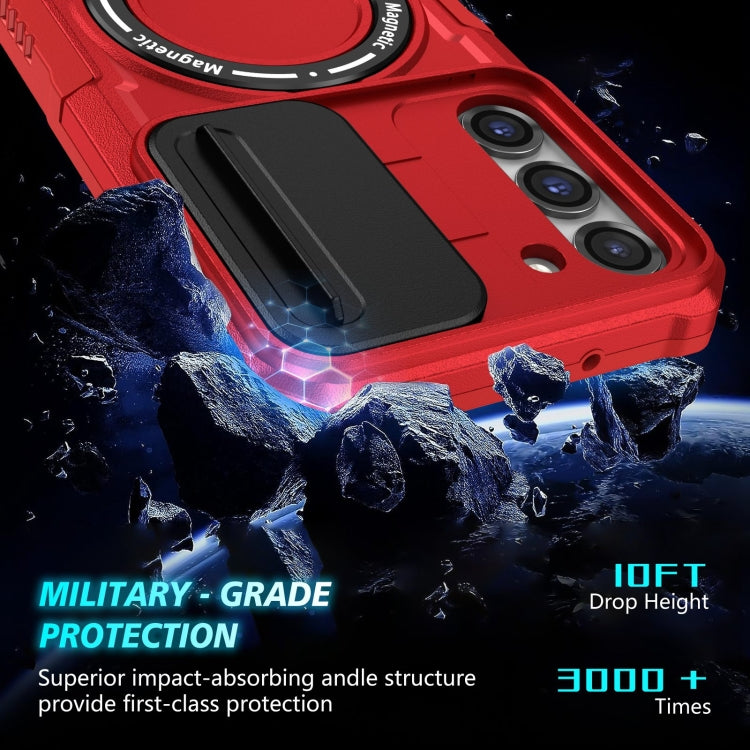 For Samsung Galaxy S23 5G Sliding Camshield Magsafe Holder TPU Hybrid PC Phone Case(Red) - Galaxy S23 5G Cases by PMC TechLife | Online Shopping South Africa | PMC TechLife