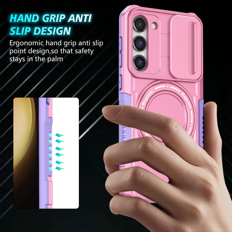 For Samsung Galaxy S23 5G Sliding Camshield Magsafe Holder TPU Hybrid PC Phone Case(Purple Pink) - Galaxy S23 5G Cases by PMC TechLife | Online Shopping South Africa | PMC TechLife