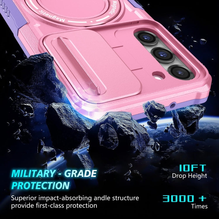 For Samsung Galaxy S23 5G Sliding Camshield Magsafe Holder TPU Hybrid PC Phone Case(Purple Pink) - Galaxy S23 5G Cases by PMC TechLife | Online Shopping South Africa | PMC TechLife