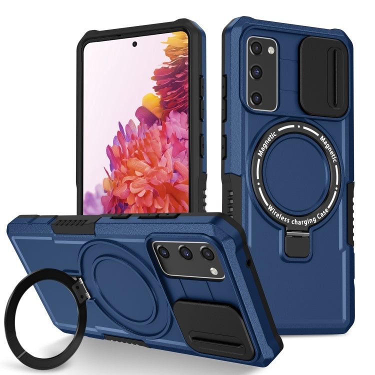 For Samsung Galaxy S20 FE Sliding Camshield Magsafe Holder TPU Hybrid PC Phone Case(Royal Blue) - Galaxy Phone Cases by PMC TechLife | Online Shopping South Africa | PMC TechLife