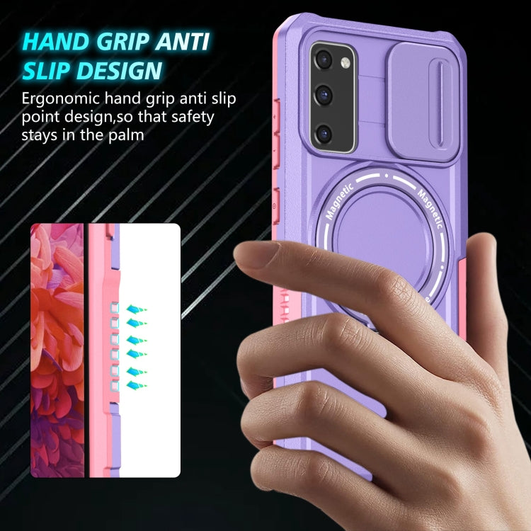 For Samsung Galaxy S20 FE Sliding Camshield Magsafe Holder TPU Hybrid PC Phone Case(Pink Purple) - Galaxy Phone Cases by PMC TechLife | Online Shopping South Africa | PMC TechLife